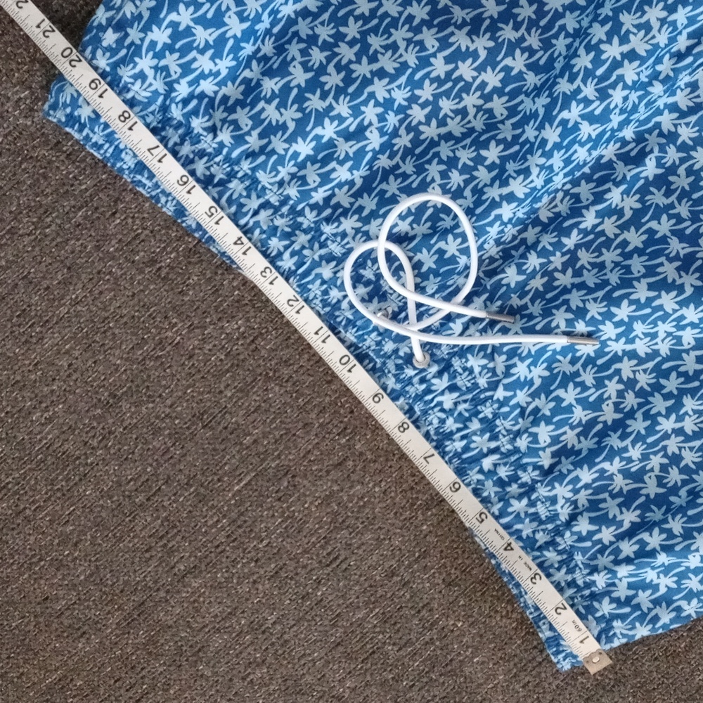 🌊Lands' End🌊 - Blue/White Palm Tree Swim Trunk - Picture 14 of 16